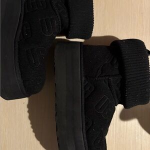UGG Black Embossed Platform Boots